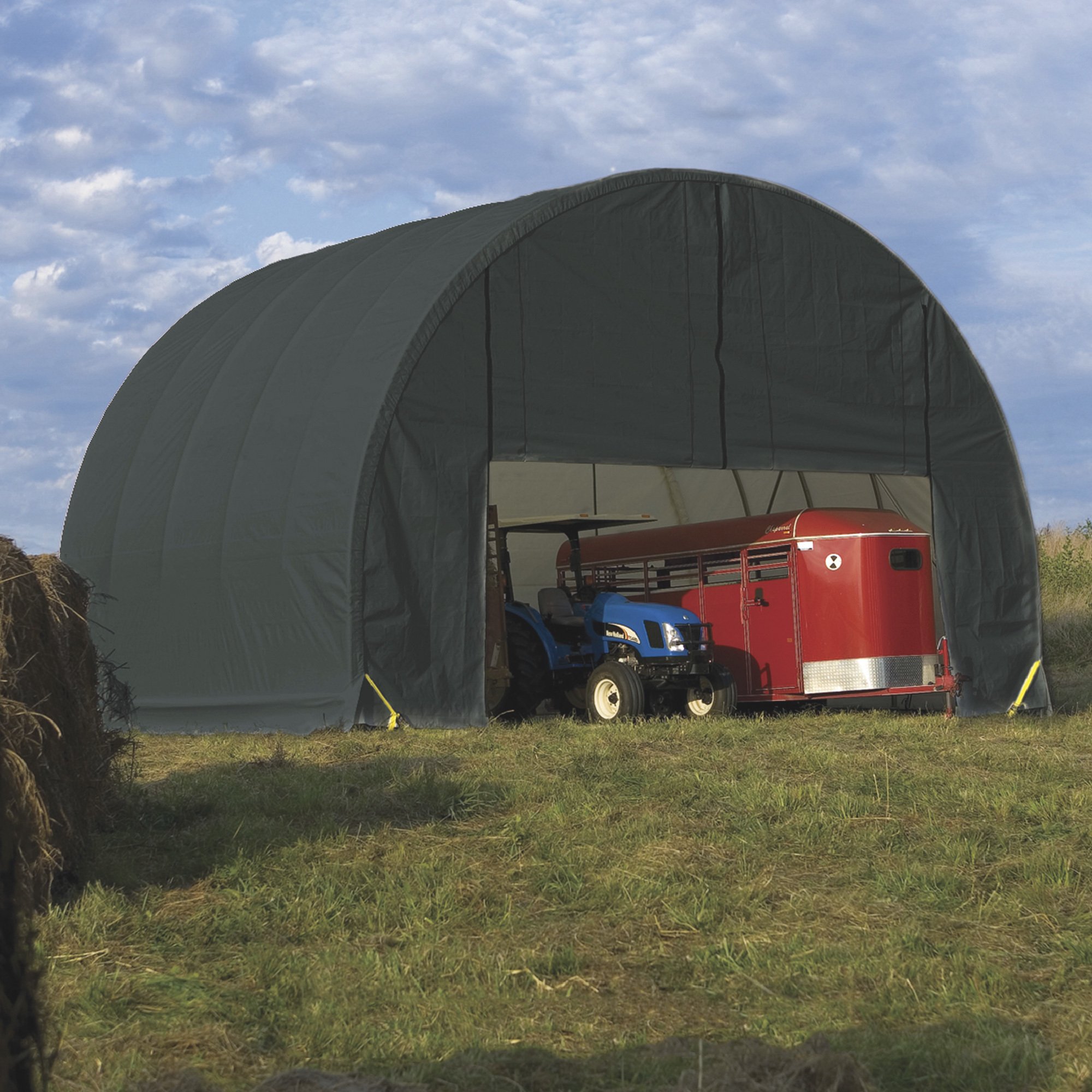 ShelterLogic ShelterTech Garage, Green, 100ft.L x 30ft.W x 19ft.H, Model# PEBADA0204F03010019